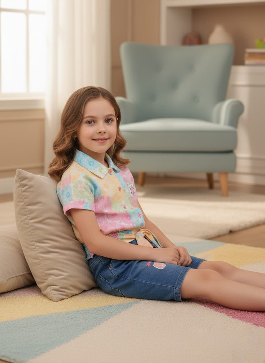 Summer Blooms Kid's Denim Set