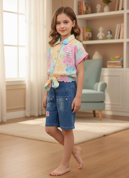 Summer Blooms Kid's Denim Set