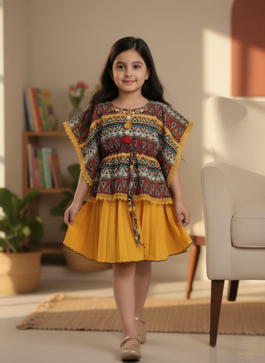 Tribal Geo-Print Kaftan Dress