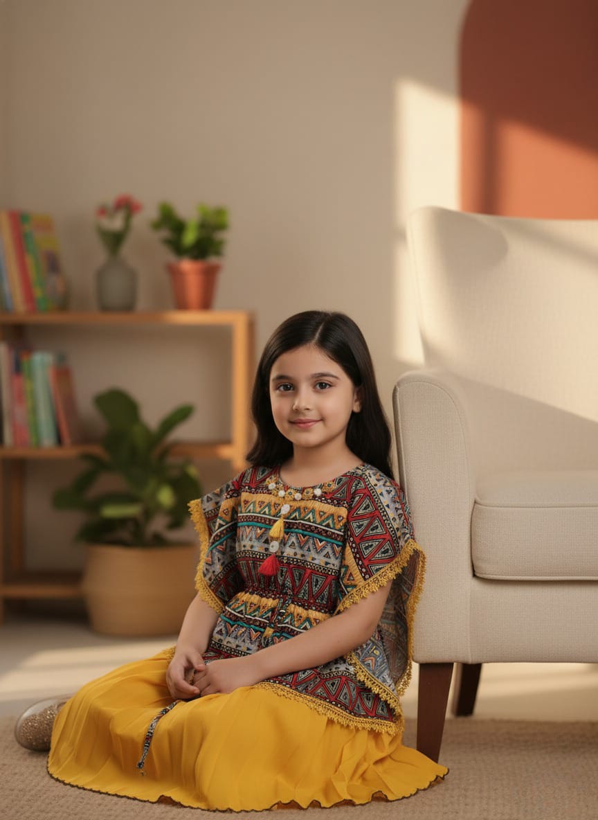 Tribal Geo-Print Kaftan Dress