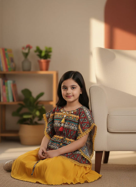 Tribal Geo-Print Kaftan Dress