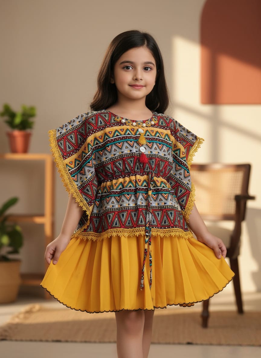 Tribal Geo-Print Kaftan Dress