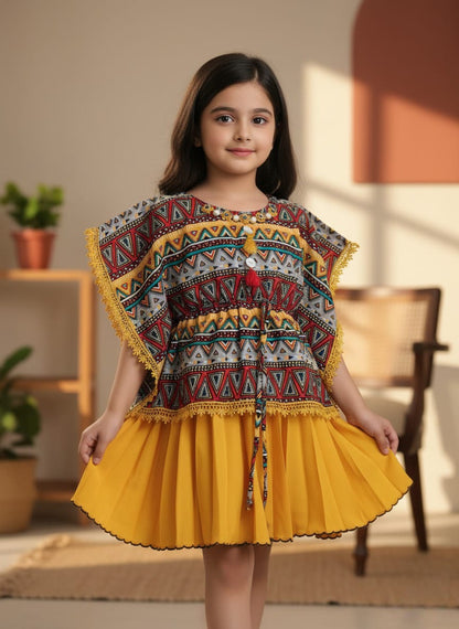 Tribal Geo-Print Kaftan Dress