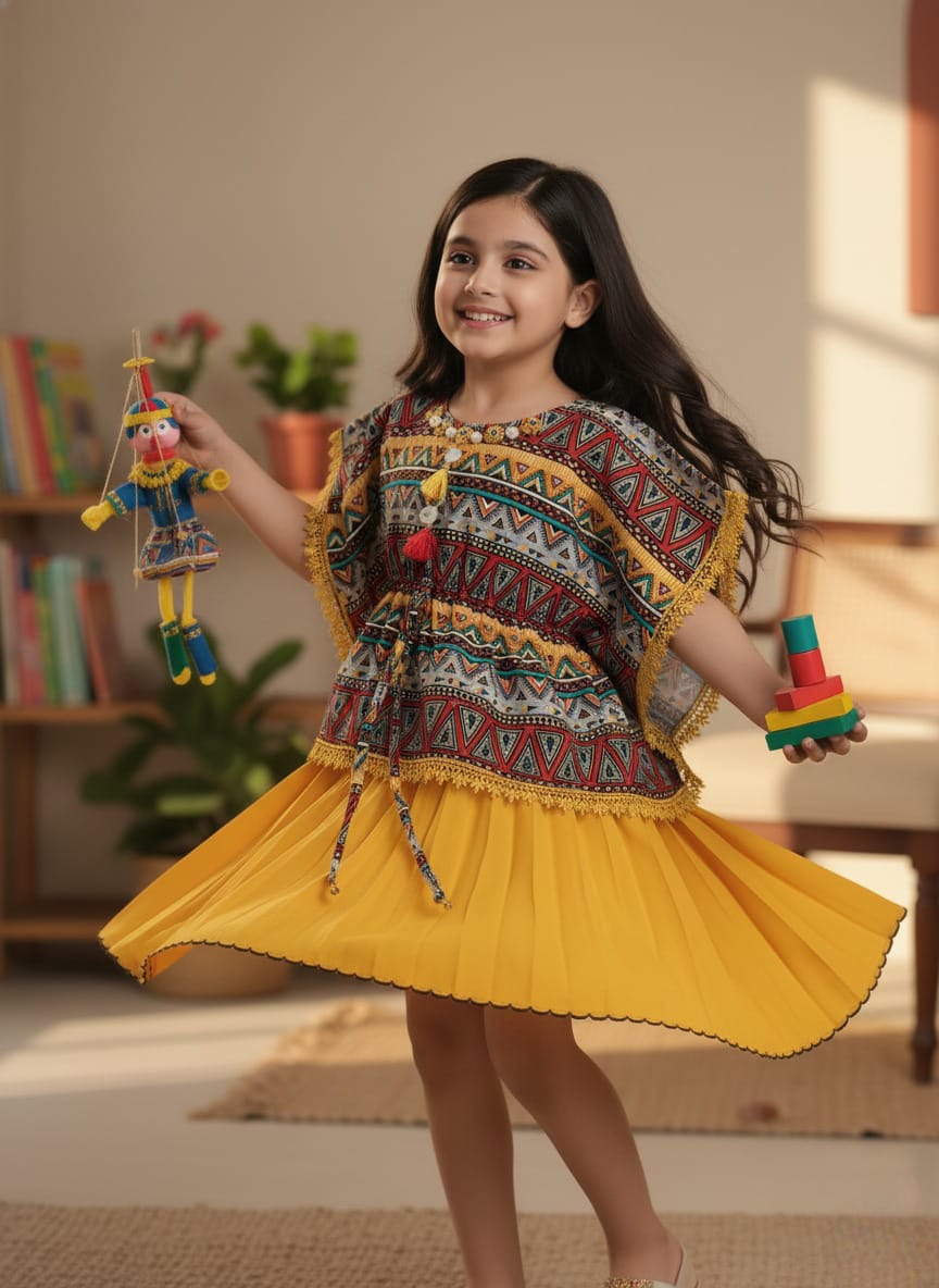 Tribal Geo-Print Kaftan Dress