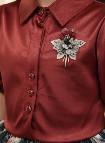 The Red Blouse and Floral Skirt Set