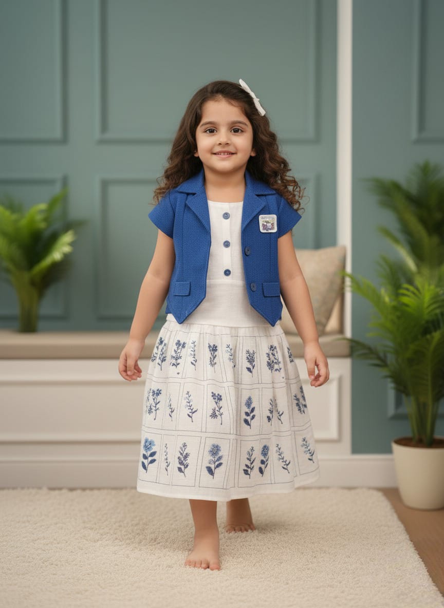 Girls Ethnic Floral Two-Piece Suit