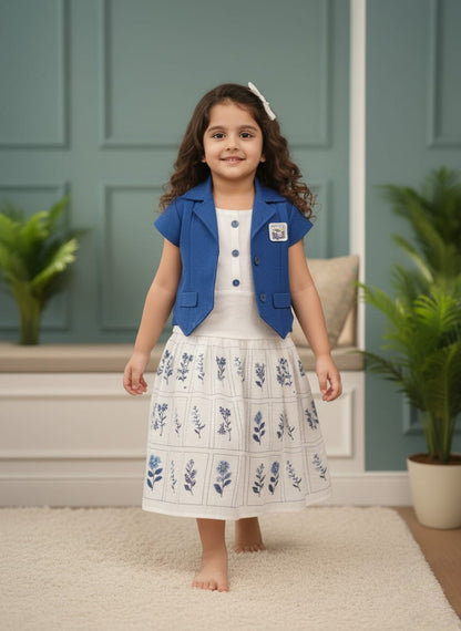 Girls Ethnic Floral Two-Piece Suit