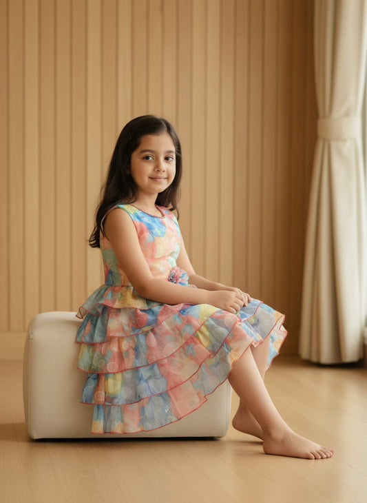 Girls Tiered Ruffle Party Dress