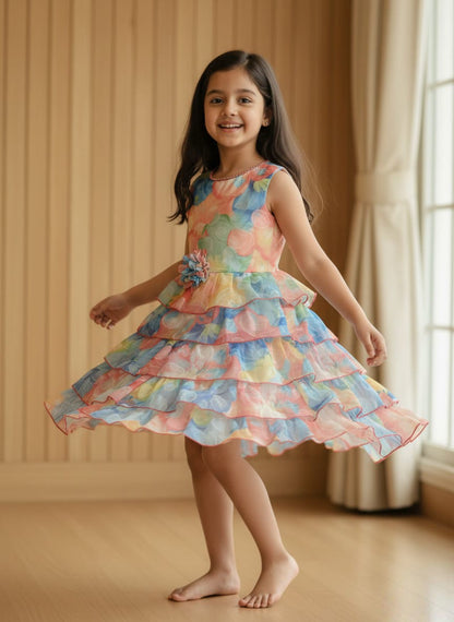 Girls Tiered Ruffle Party Dress