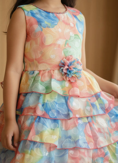 Girls Tiered Ruffle Party Dress