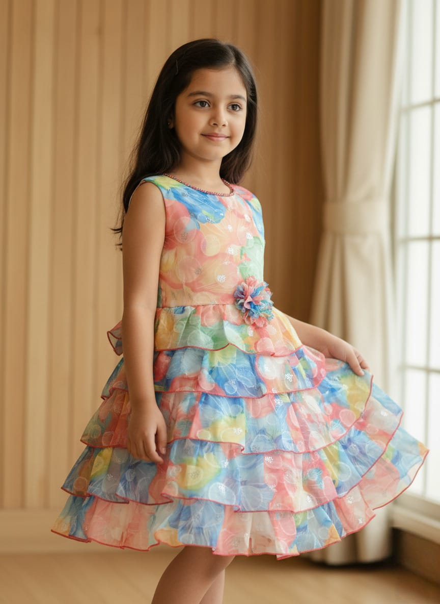Girls Tiered Ruffle Party Dress