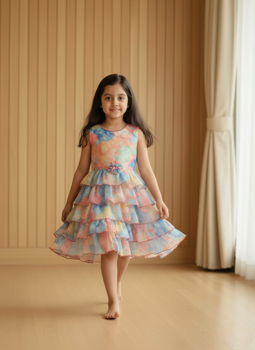 Girls Tiered Ruffle Party Dress