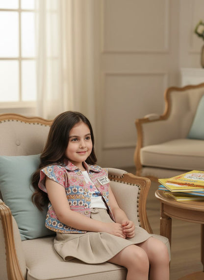 Chic Floral Vest Skirt Set